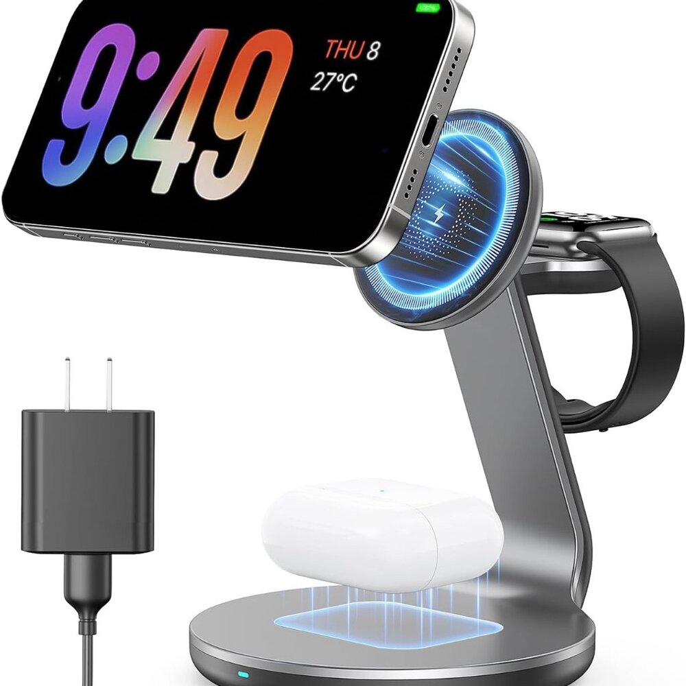 3 in 1 Charging Station for Apple Compatible with Magsafe Charger Stand for iPho